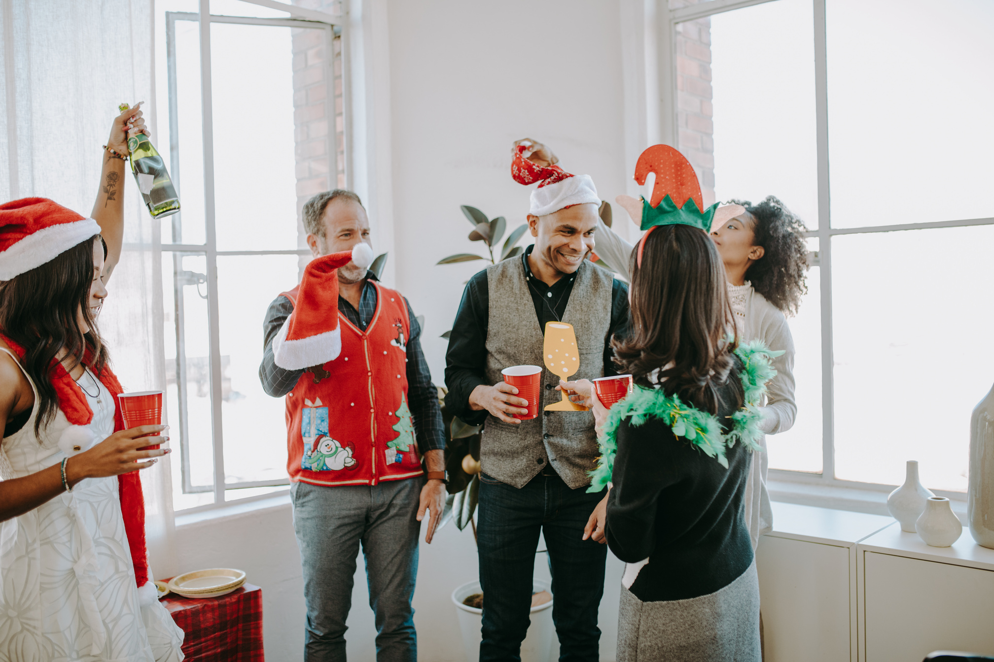 Employees Having a Christmas Party