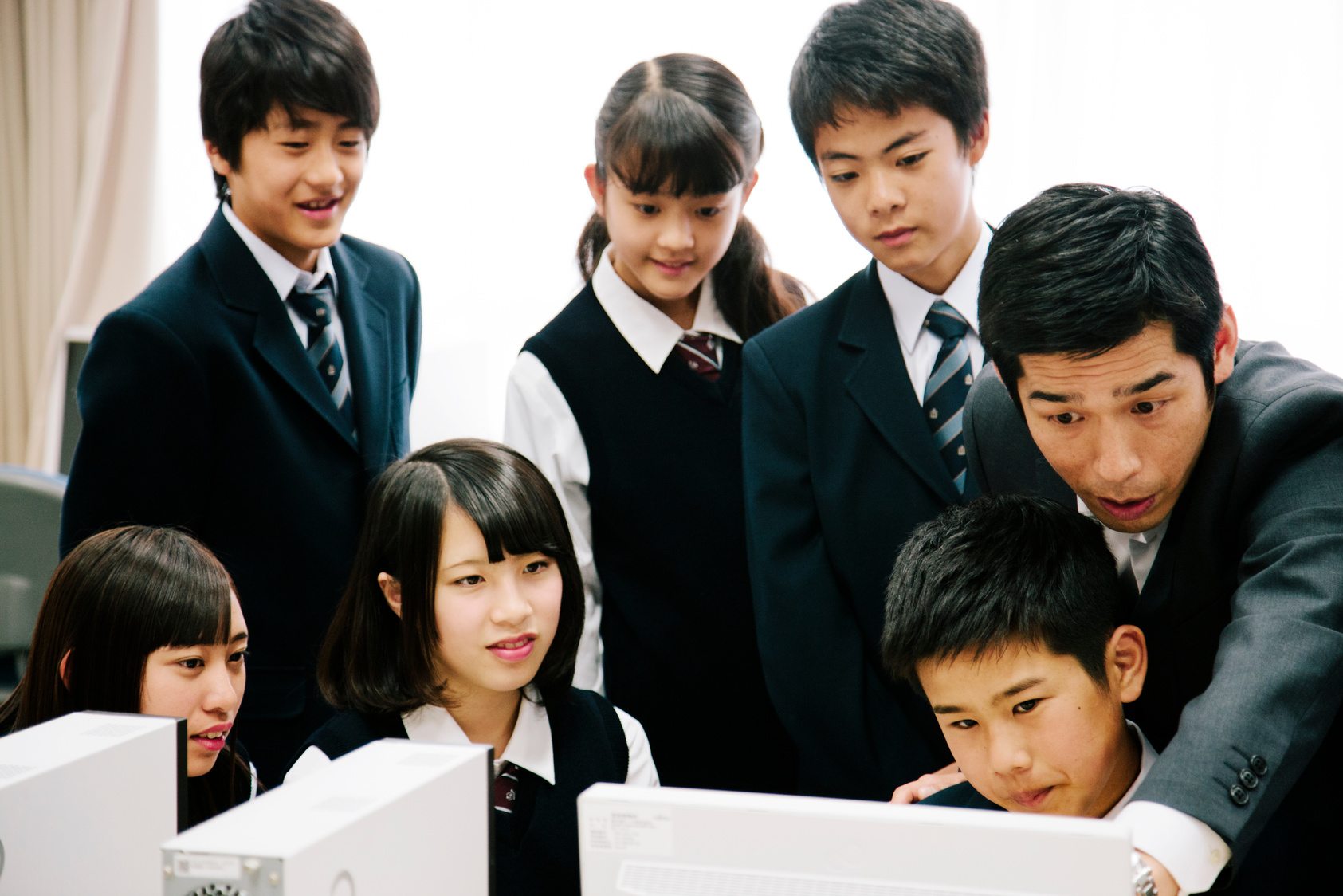 Class in the computer laboratory, Japanese high school. Japan